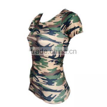 2016 Seamless Women t Shirt Printing Military Camouflage t Shirt With Wholesale Price photo-2