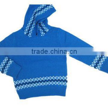 New arrival winter baby boy blue hooded sweater kids sweater with hood children sweater