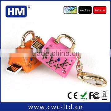 Wholesale bag shape jewelry USB memory stick with key chain 2GB4GB8GB16GB choice custom solution package/LOGO