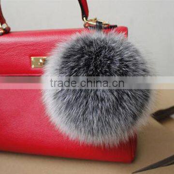 decorative white fox fur balls dyed color fur pom for bag ,keychain Charm Bag Pendant Strap