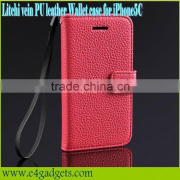 High quality Litchi Vein PU leather case for iphone5c,for iphone5c leather case