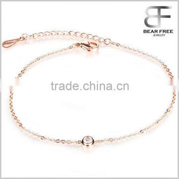 Women's Anklet 18K Rose Gold Tone Lucky CZ Foot Chain Summer Accessory Adjustable                        
                                                Quality Choice