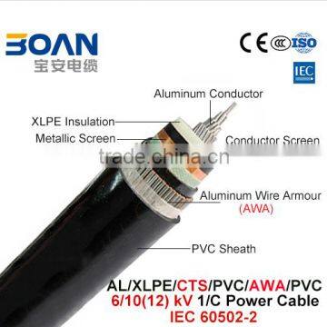 Al/XLPE/Cts/PVC/Awa/PVC 120mm Power Cable 6/10Kv 1/C IEC 60502-2