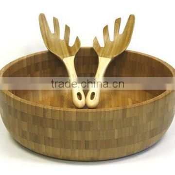 New Design Tableware Salad Round bowl and salad hands set Natural Best Selling Bamboo Fruit Bowl