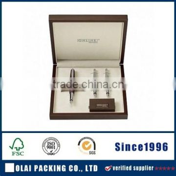 Glossy wooden box pen set with brown colour