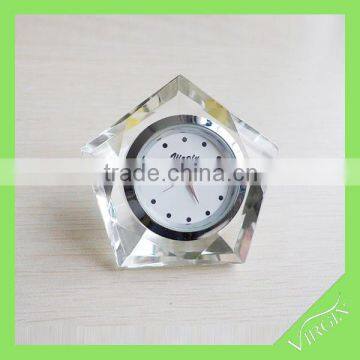 Wholesale crystal glass diamond cut star shape clock