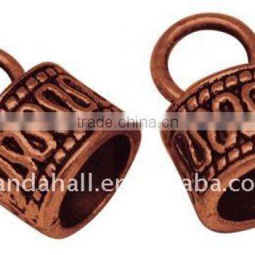 Zinc Alloy Pendants, Lead Free & Nickel Free, Column, Red Copper Color, about 15x10x10mm, hole: 5mm(PALLOY-005-R-FF)