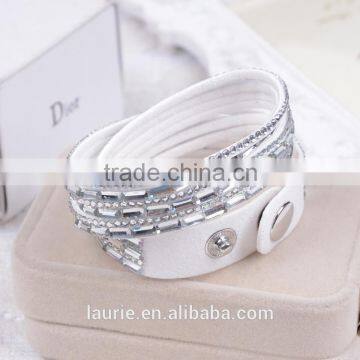 Double Layer Velvet Leather Bracelet With Rhinestone 2016 Velvet Wrap Bracelet Quality Choice photo-3