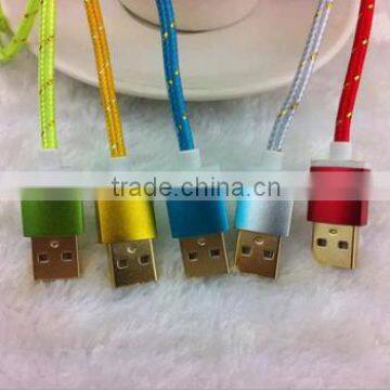 2014 colorful nylon Braided Aluminum Alloy Cover usb data cable                        
                                                Quality Choice