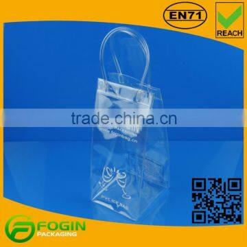 Single Transparent PVC Plastic Red Wine Bag with Handle