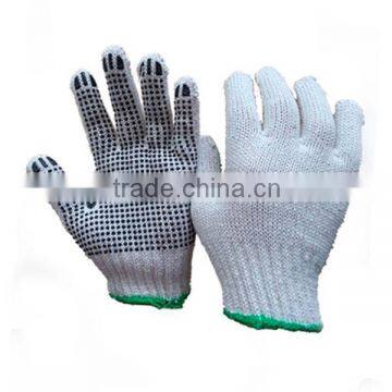 Cheap White Polyester Kitted PVC Dotted Safety Work Gloves