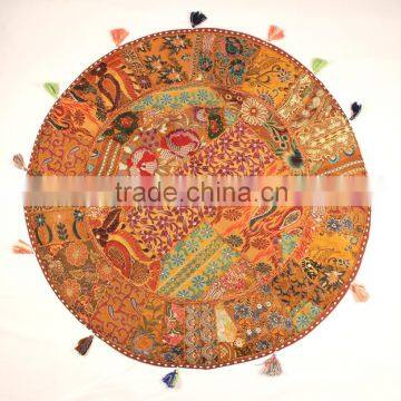 Indian Handicraft Table cloth Table cover Indian Big Round Decorative pillow and Throws Indian Meditation cushion in Handmade