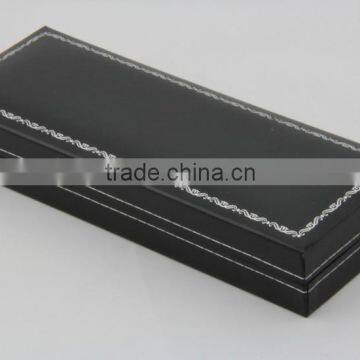 Luxury black PU leather foldable pen box with black velvet