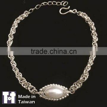Fashion 925 Spiral Pearl Sterling Silver Bracelet Jewelry Gifts photo-2