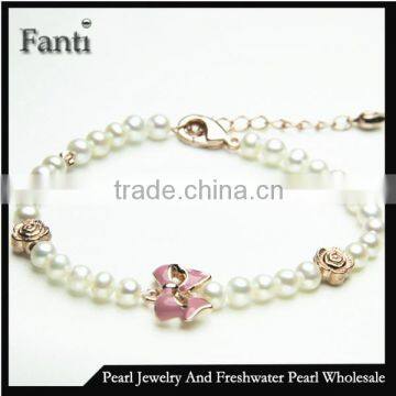 Pearl bracelet 7-8mm AAAA round real freshwater pearl bracelet