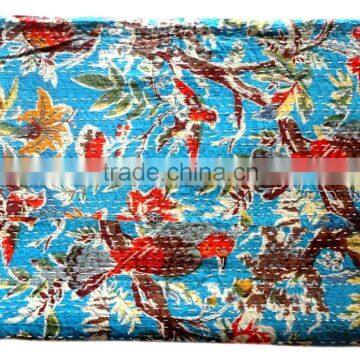 RTHKG-20 Indian Bengali Designer Fruit Floral Cotton Fabric Kantha Gudari Bedspread Traditional Manufacturer Wholesaler Throw photo-4
