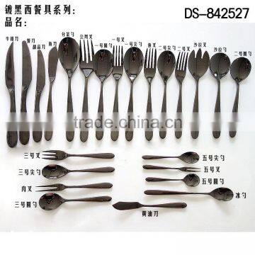 Black titanium design with cloth wheel light stainless steel cutlery set