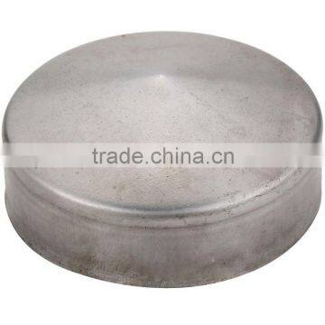 white galvanized round metal fence post caps