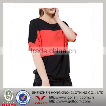 Ladies loose contrast short sleeve casual t shirt