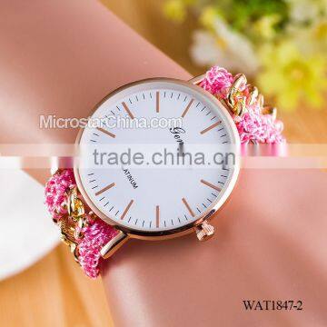 Women New Classic Geneva Ethnic Braided Analog Quartz Chain Bracelet Wrist Watch