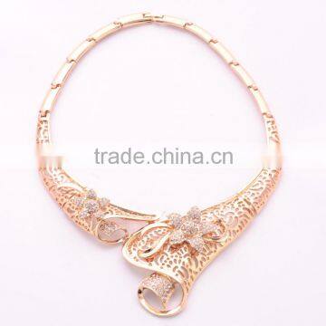 African Style Fairy Flower Shaped Hollow Jewelry Set Golden Crystal Jewelry Set Bridal Wedding Accessories photo-3