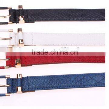 Korea style ladies and women's casual all-match snakeskin genuine leater slim waist belt with needle buckle