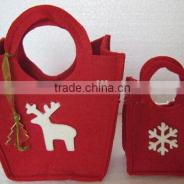 Christmas red party bags with snow santa