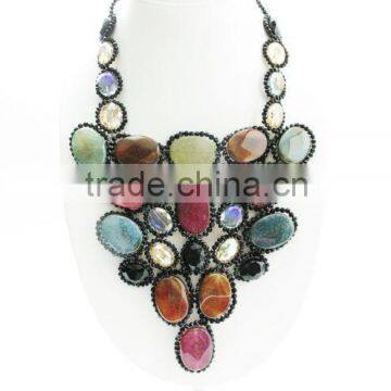 Mixed Color Agate Stone Fashion Costume Stone Necklace set Gemstone handcrafted