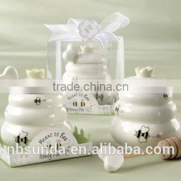 Meant to Bee Honey Pot with Wooden Dipper wedding favor