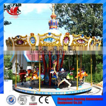 2016 hot sale amusement park equipment 16 seats fairground carousel horse for children and adults