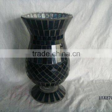 BLACK MOSAIC GLASS VASE IND15 X H 27 CM