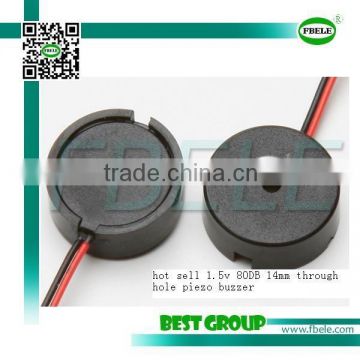 hot sell 1.5v 75DB 14mm through hole piezo buzzer FBPT1440