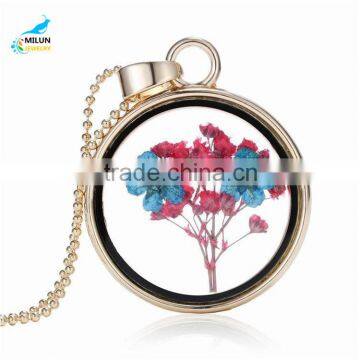 Wholesale cheap circular shape frame flower pendant necklace plastic shot glass necklace