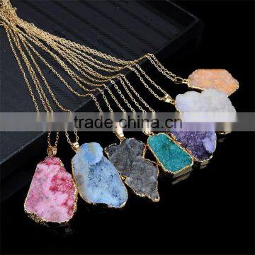 Costume Jewelry 2016 Hot Selling Natural Crystal Irregular Stone Quartz Pendant Necklaces Stone Gem Jewelry photo-2