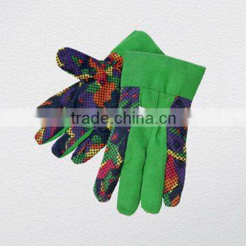 Fluorescent Lady's garden pvc dots glove with different pattern available