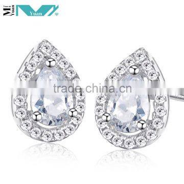 Bling Jewelry Womens Sterling Silver Micro Pave CZ Teerdrop Stud Earrings