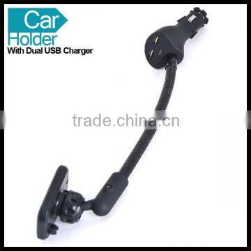 Dual USB Charger Universal Magnetic Car Mobile Cell Phone Mount Stand Holder