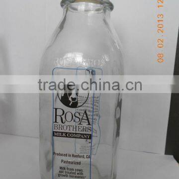 custom made good quality 1L big size milk glass milk bottle milk glass cansiters