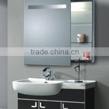 Cheap price bathroom stainless steel mirror cabinet with LED lighted,sliding miror cabinet