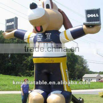 Inflatable dog with laptops on hands for advertising