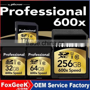 Wholesale Original 600x 32GB 64GB 128GB 256 100% Full Capacity SDXC Card CCTV Camera Micro Flash Memory SD Card for Nikon