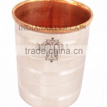 IndianArtVilla Handmade Solid Steel Copper Glass Goblet 250 ML - Serving Water Drinkware Home Hotel Restaurant Good Health