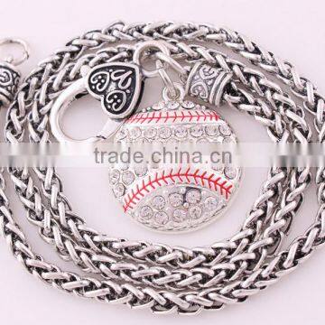 Basketball Baseball Softball Pendant Necklace Alloy Rhinestone Crystal Round Collier Femme Sports Jewelry for Women Gift photo-6