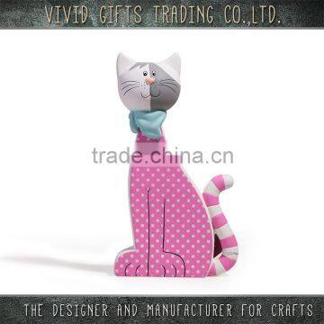 Ceramic pink with white pot printing cat home decoration