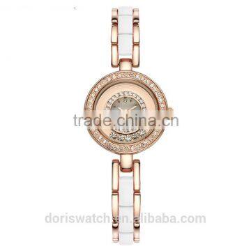 High quality alloy and acrylic band shiny diamond fashion bracelet ladies watch