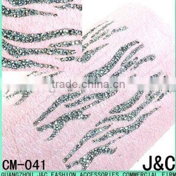 Hemitate Zabra Print With Fur Fabric Hot Fix Upper photo-1