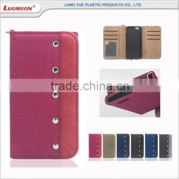 denim pu leather metal snapper funky mobile cell phone case for oppo r7s r831k joy plus