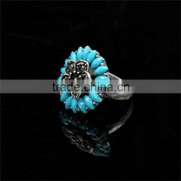 Round Alloy With Water Drop Resin Diamond Traditional Jodha Akbar Ring photo-5