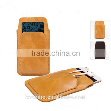 Customized leather mobile cell phone case with card holder 5.5inch