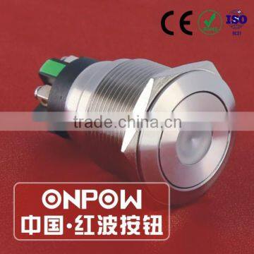 30 Years Industry Leader ONPOW Metal Push Button Switch GQ22-L-11D/S Dia. 22mm stainless steel dot illuminated IP65 CE ROHS